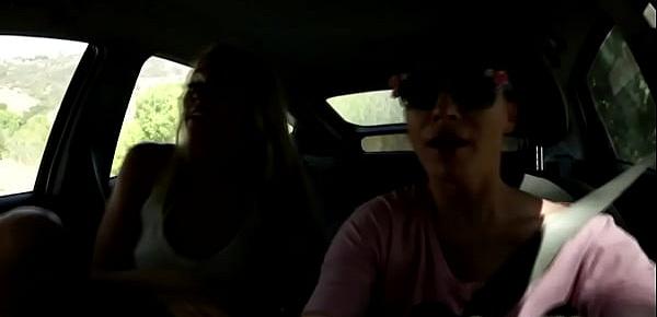  Blonde lesbian ass licks milf in the car